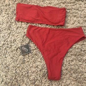 Bandeau top, high rise cheeky bikini